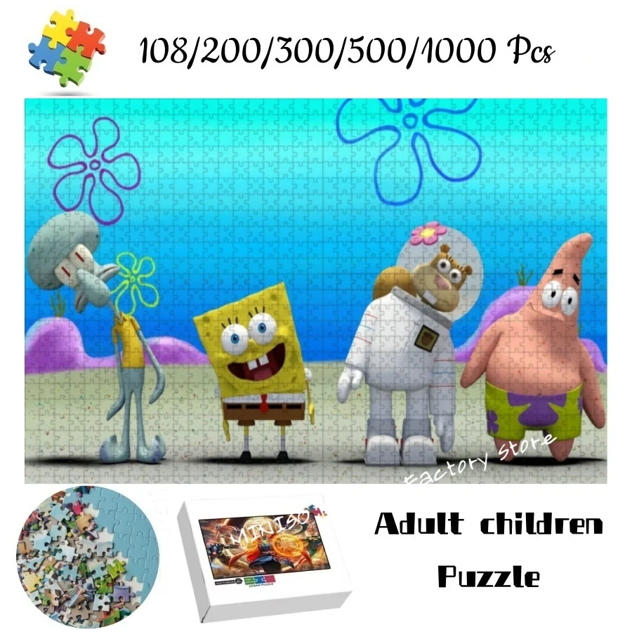 Gra układanka SpongeBob Kanciastoporty Tangram dla dzieci Patrick Star Sandy Kreskówka Puzzle drewniane w różnych rozmiarach
