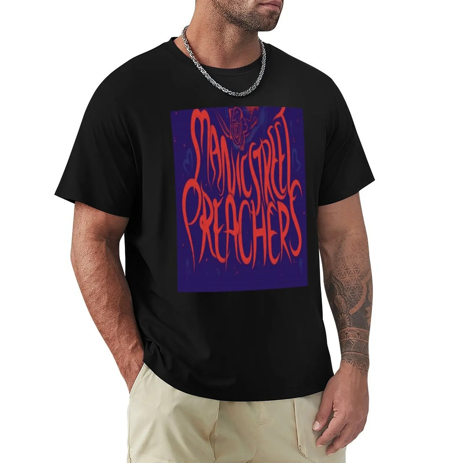 Nicky Wire. Manic Street Preachers. T-Shirt Vintage Print Crew Neck Tee