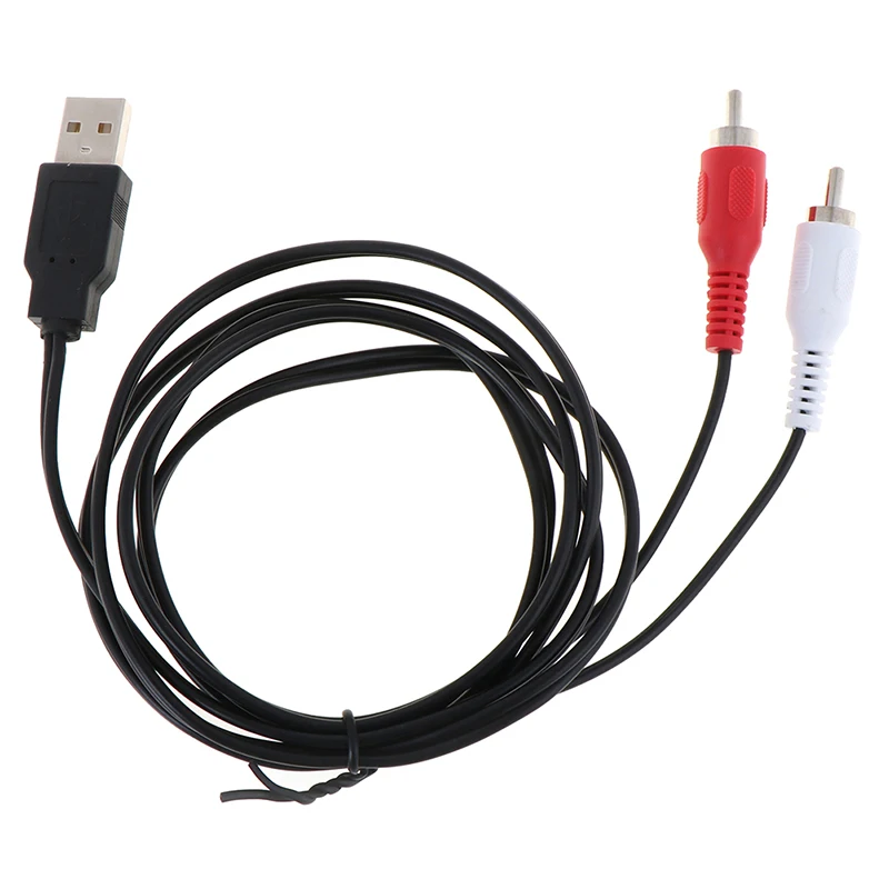 1PC Dual RCA Male to USB Male A Composite Adapter Audio Video Data Extension Cable Cord