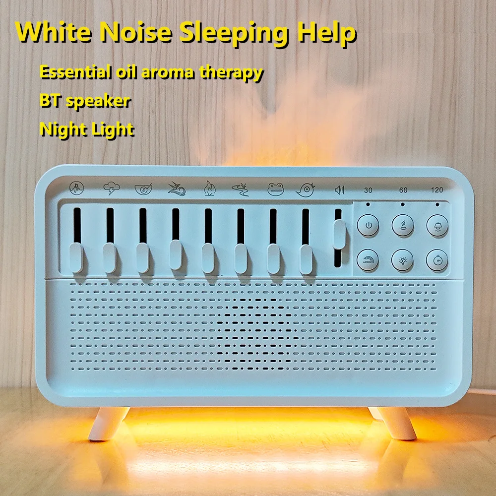 Bluetooth Music Flame Aromatherapy Machine Home Desktop White Noise Sleep Meter Humidifier Creative Night Light Ornaments
