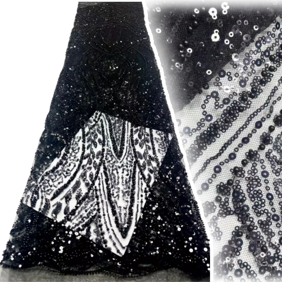 

Африканский тюль, кружевная ткань, 2025 г., французская сетчатая ткань с блестками, шитье, вышивка, кружево, серебристая тюль, сетка, нигерийское платье, 5 ярдов, SZ1679