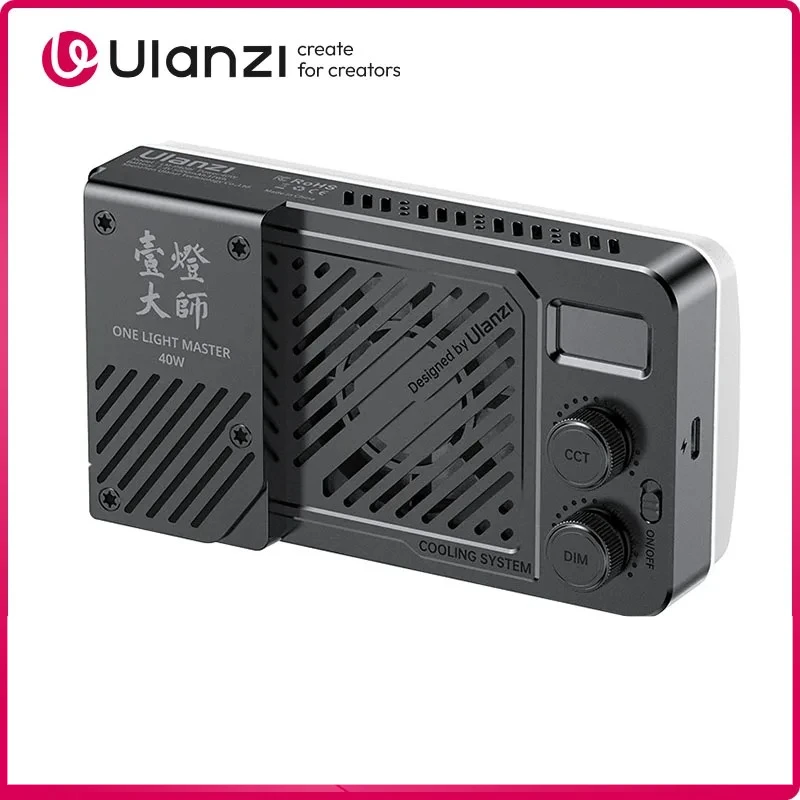 울란지 P40 RGB / P40 Bi 40W 비디오 라이트 휴대용 조명 촬영용 라이브 브이로그용 냉각 팬 포함