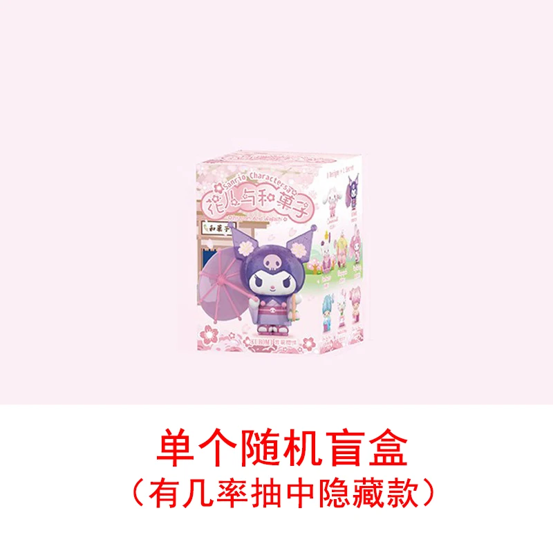 Echt Sanrio Figuur Blossom En Wagashi Serie Pompompurin Mymelody Kuromi Cinnamoroll Actie Beeldjes Model Poppen Kinderen Speelgoed