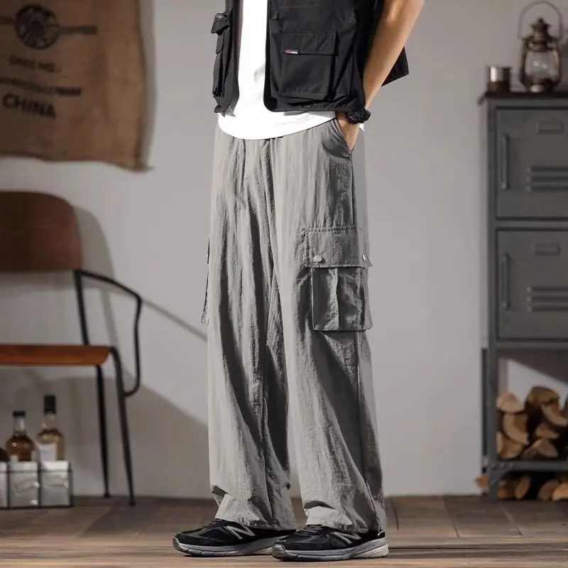 

Мужские прямые спортивные брюки Ice Sensation, тонкие свободные повседневные брюки с широкими штанинами, осенний сезон, полиэфирное волокно