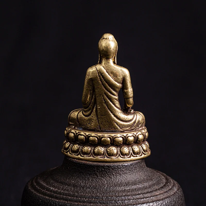 Bouddha Sakyamuni en laiton, figurine d'Auckland, l'inventaire, ornement de bureau, cuivre antique, décoration de statue principale du dharma