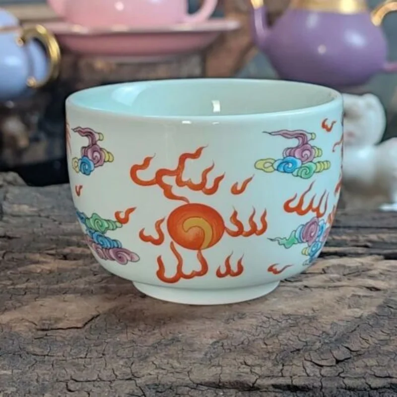 chinese jingdezhen porcelain enamel color tea cup :red dragon