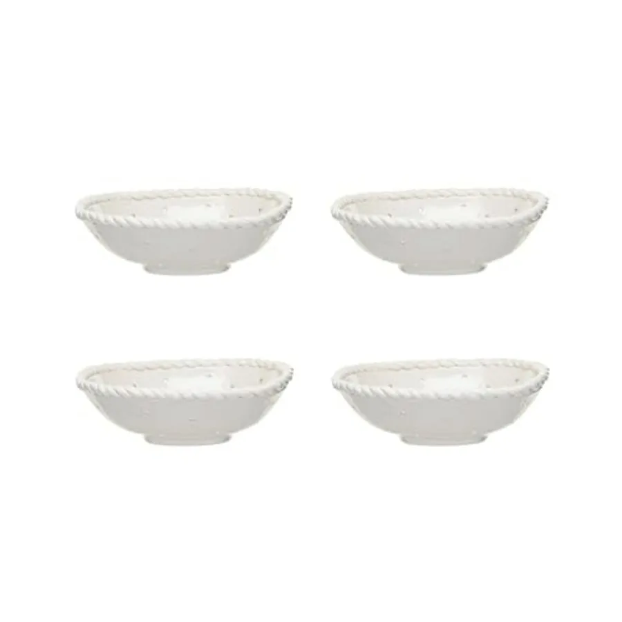 

Stoneware Colander with Twisted Edge, White, Set of 4