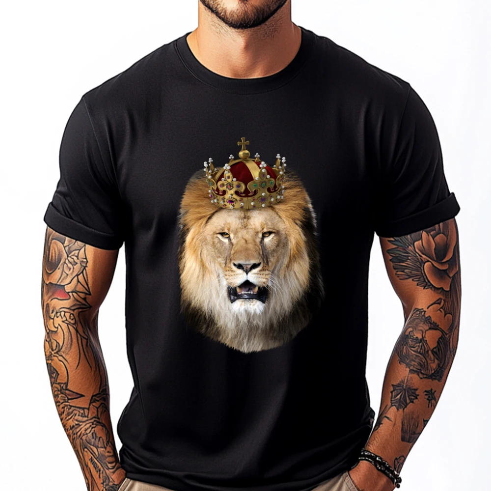 

Голова льва с золотой короной Art King of the Jungle 7582, забавные рубашки на Рождество