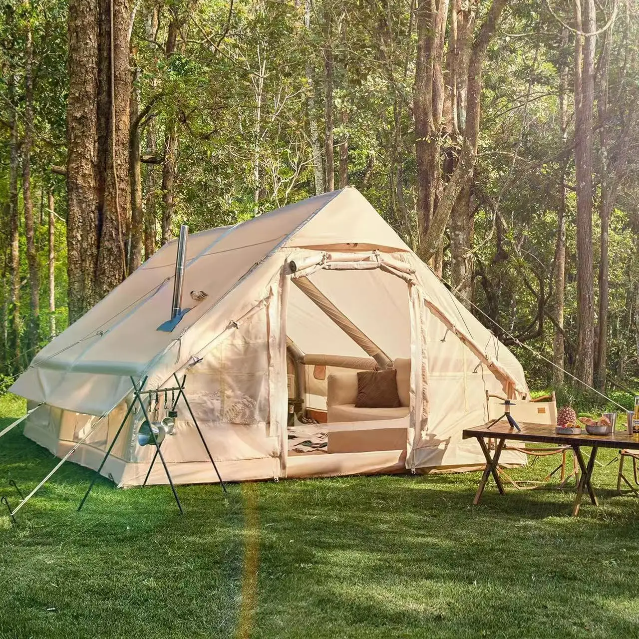 12-Person Camping Inflatable Tent 420D Oxford Portable & Waterproof 6.3 Sqm 7.5 Sqm 12 Sqm 2 Rooms Low Price Air Tent