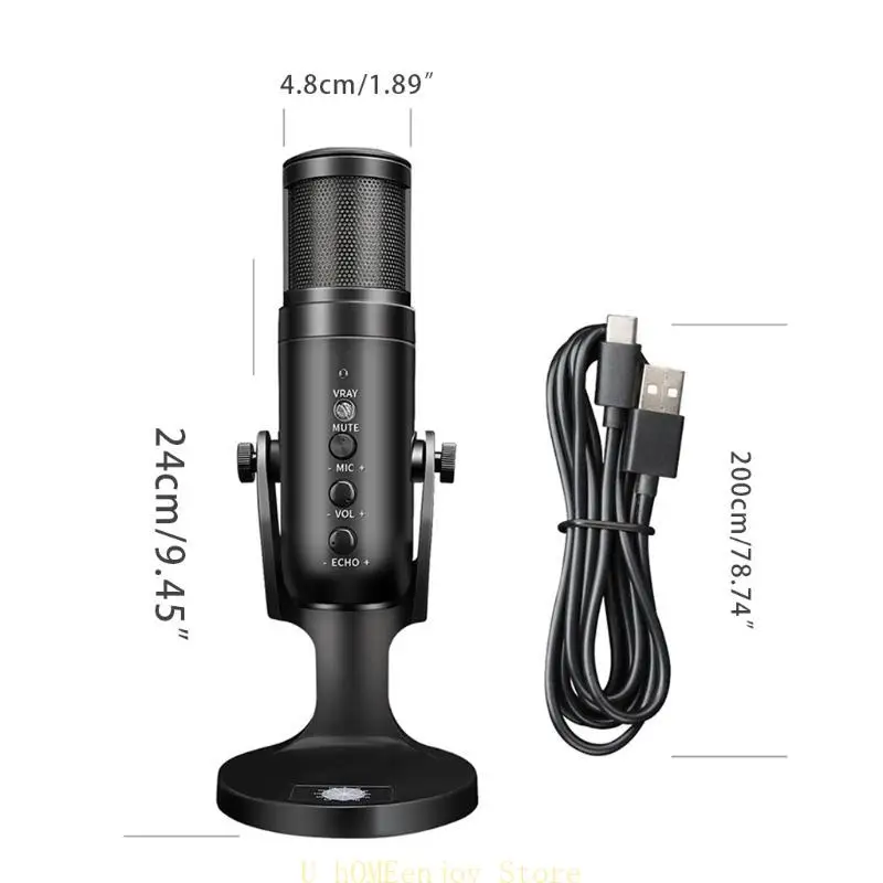 B0KF RGB Colorida Micrófono condensador USB para grabar chat computadora PC cantando