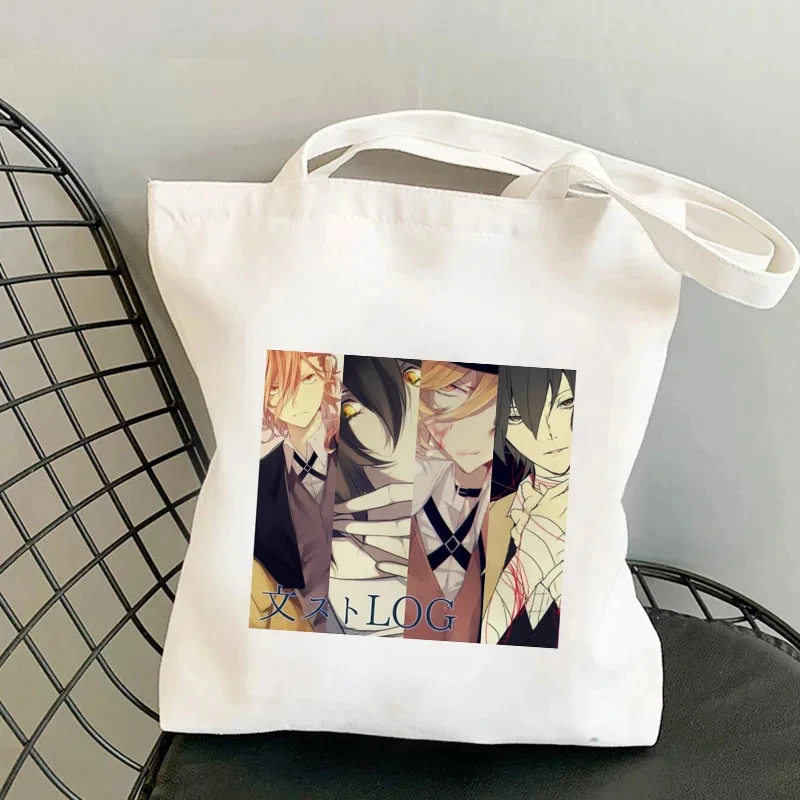 Bungou Stray Dogs Shopping Japanese Shoulder Bag Casual Resuable Eco Tote Bags for Women Large-capacity Shopper Anime Handbag