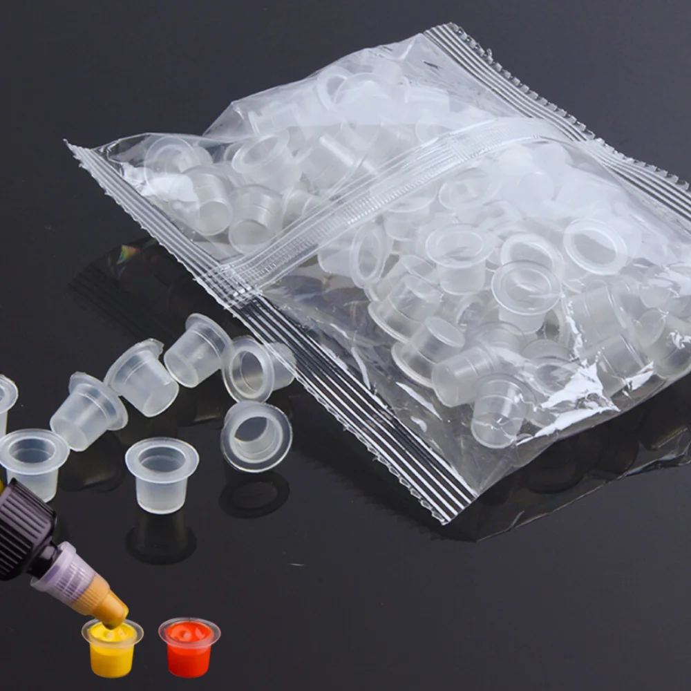 

100 шт./пакет, пластиковые одноразовые чашки с чернилами для татуировки, небольшой размер, держатель для пигментов для микроблейдинга, контейнер, чашка, аксессуары для татуировок