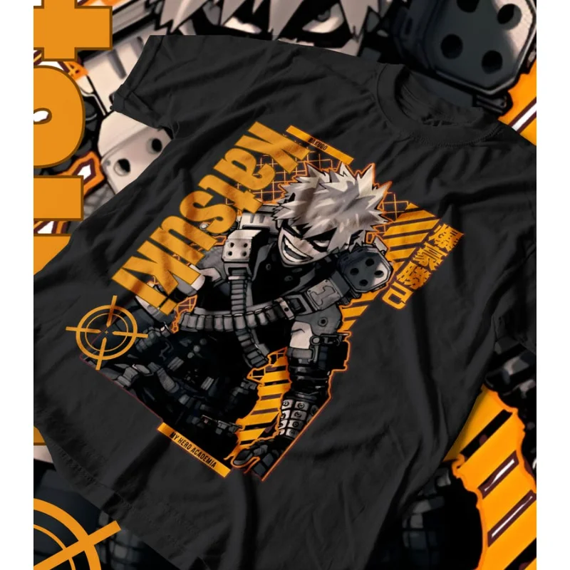 Boku No Hero Academia T-Shirt Men’s S Black Anime Katsuki Bakugo