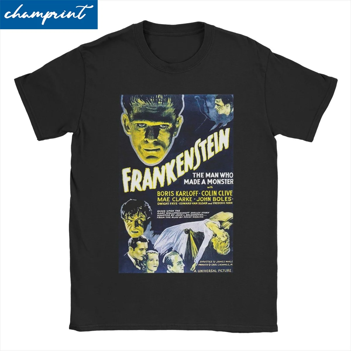 Frankenstein Horror Movie T Shirts Men Women 100% Cotton Funny T-Shirt Crewneck Ghoulish Tee Shirt Short Sleeve Tops Printed