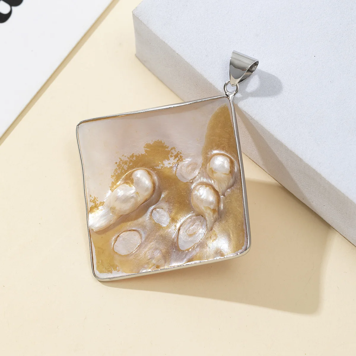 1pc 62mm Square Pendant Natural Shell Semi-Finished Charms for Jewelry Making Supplies DIY Women Necklace Earrings Accessories