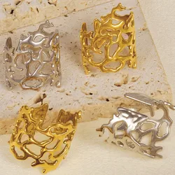 1/2 Pcs Mix Irregular Metal Tree Branches Stainless Steel Open Adjustable Rings For Women Men Accessories Fashion Jewelry Bague
