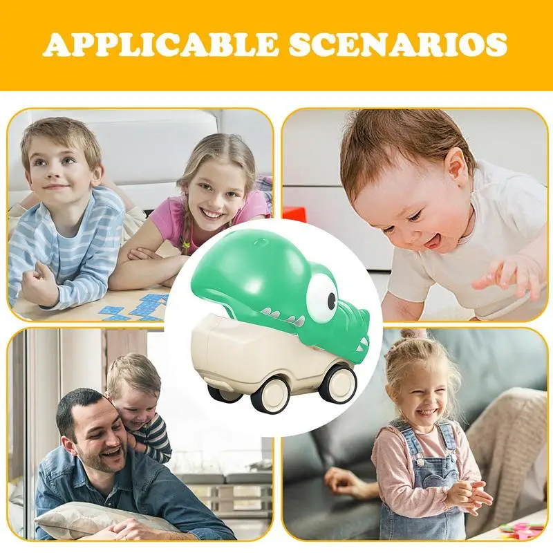 Press Car Toy Cartoon Push Vehicles Model Fall-resistant Press Inertia-Powered Animal Pull Back Drive Toy Vehicles For Over 1