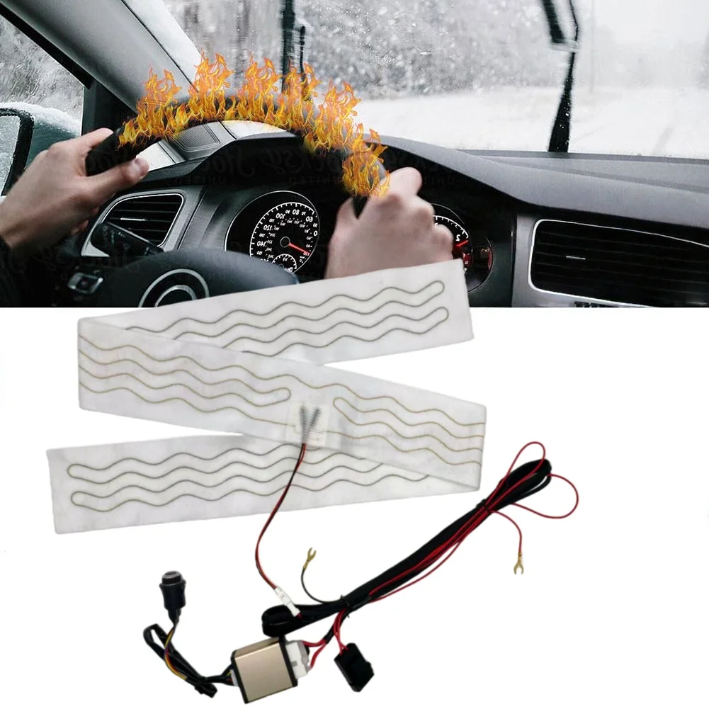 Universal 12V Built-in Car Steering Wheel Heater Kit Alloy Wire Heating Pads Independent Switch Control System with Harness