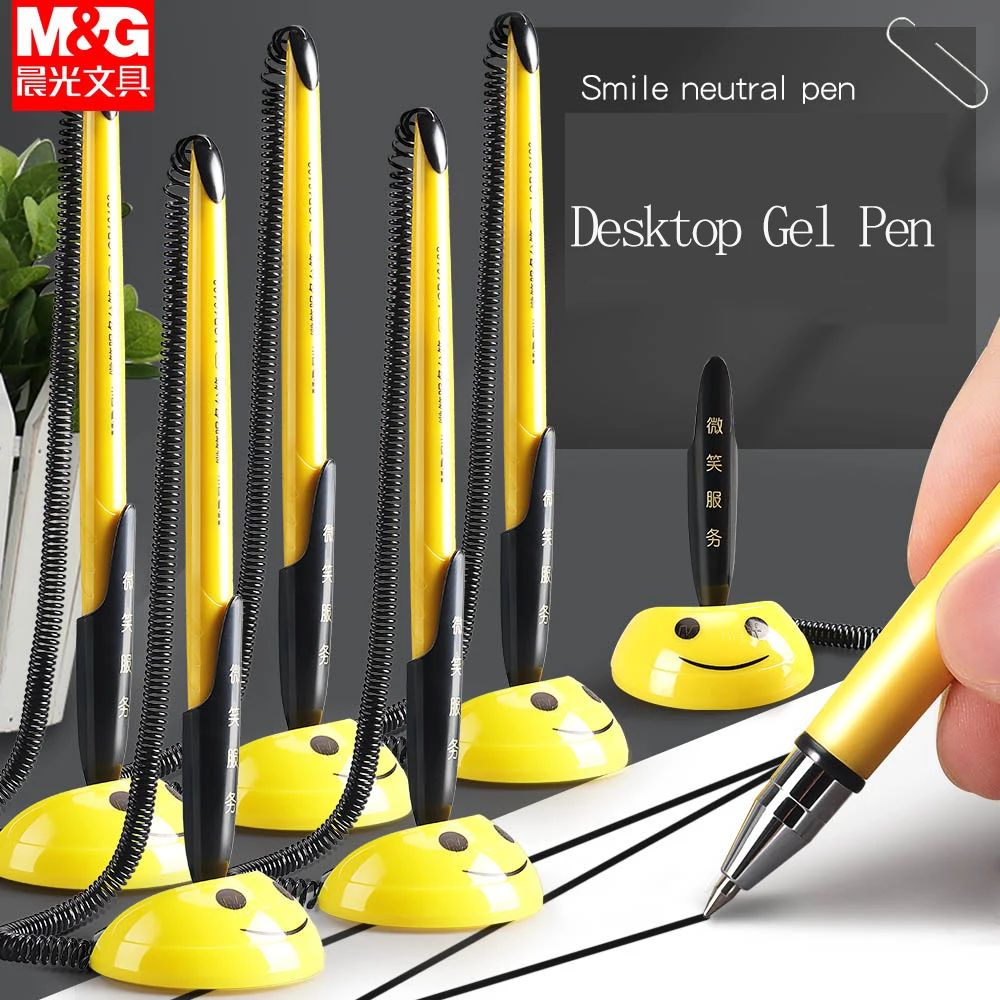 M&G Desktop Gel Pen 0.5 mm black, glue base, refillable, suitable for bank counters and office desks for signing