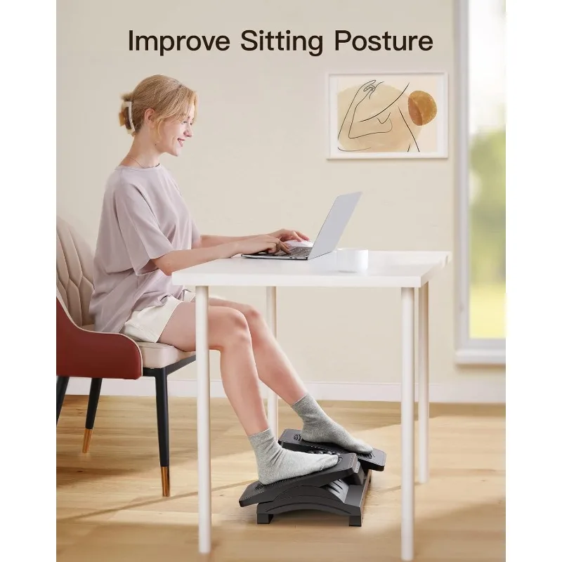 Foot Rest Under Desk  with Massage Texture and Roller, 20 Degree Tilt Angle Adjustment, Foot Stool for Office, Home