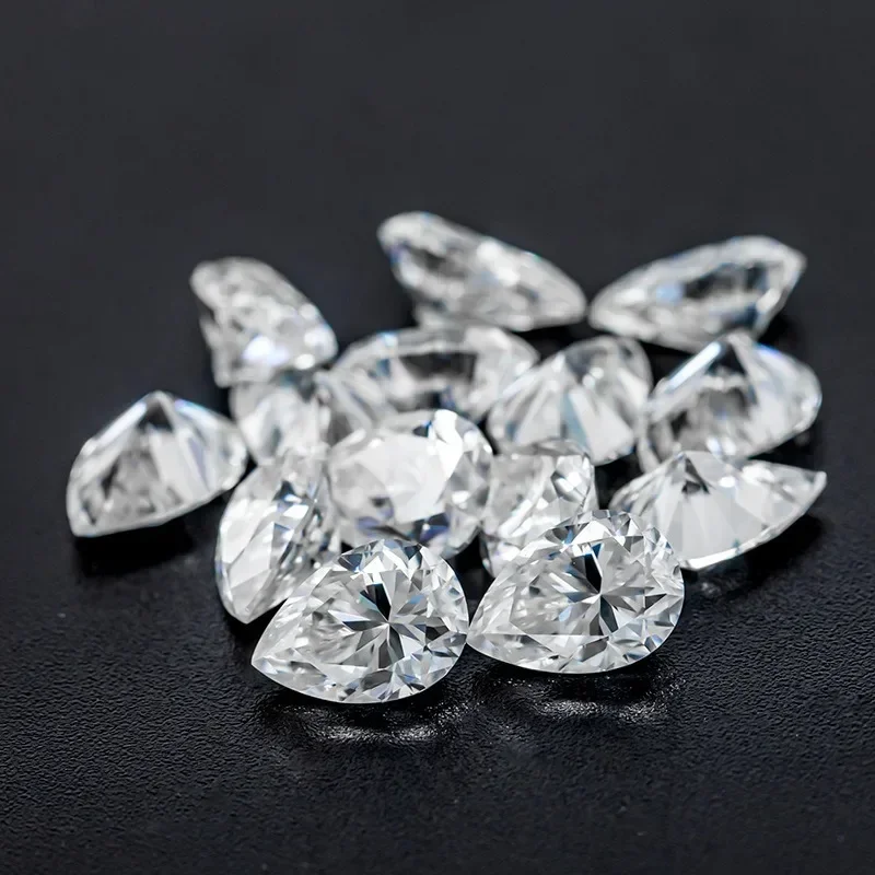 Moissanite super white D Color Pear Cut Top Quality Charms Beads for Diy Jewelry Making rings Materials with GRA Certificate