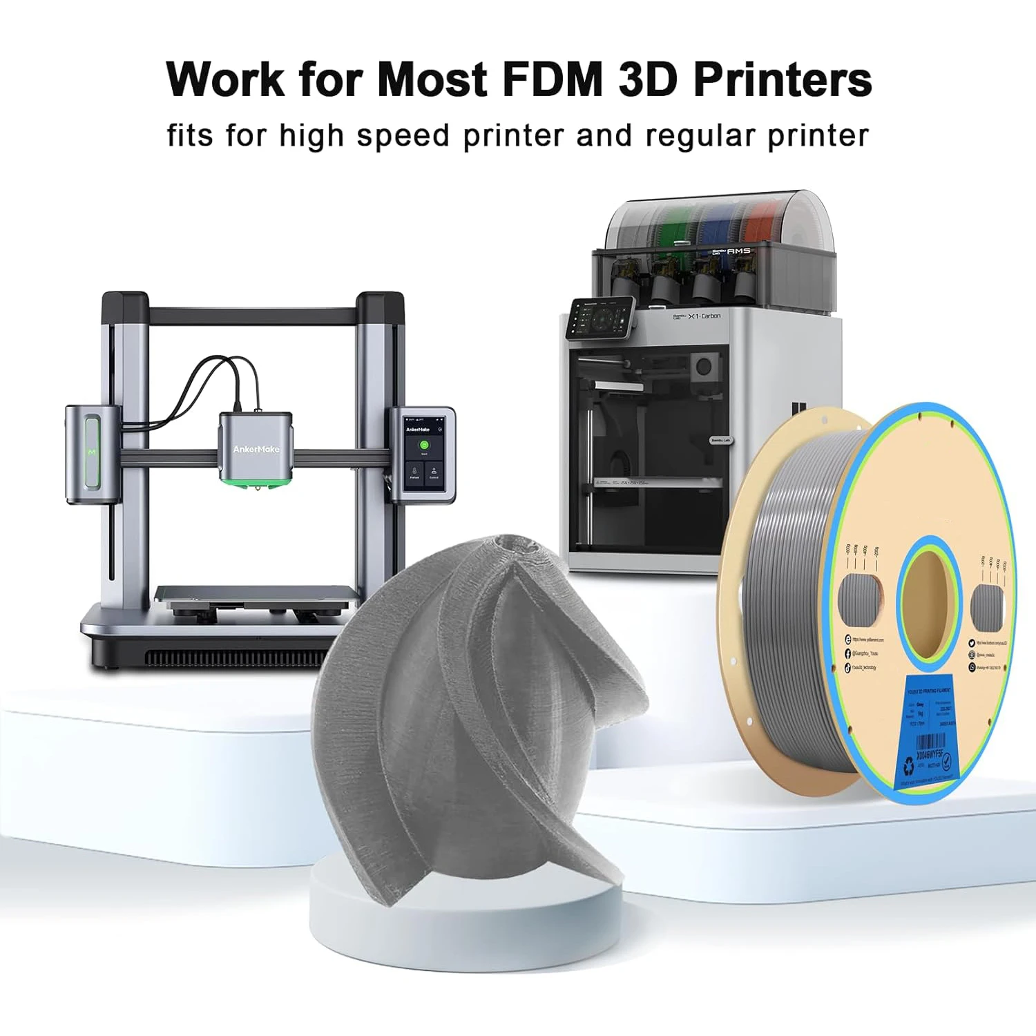 PETG Gray,Black,transparent,skin color,white,pink,3D Printer Filament 1.75mm 250g,High Strength,Excellent Layer Adhesion