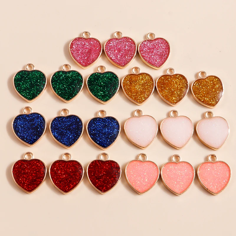 

20pcs 14x16mm Cute Colorful Enamel Love Heart Charms Pendants for Making Necklaces Earrings Bracelet DIY Crafts Jewelry Findings
