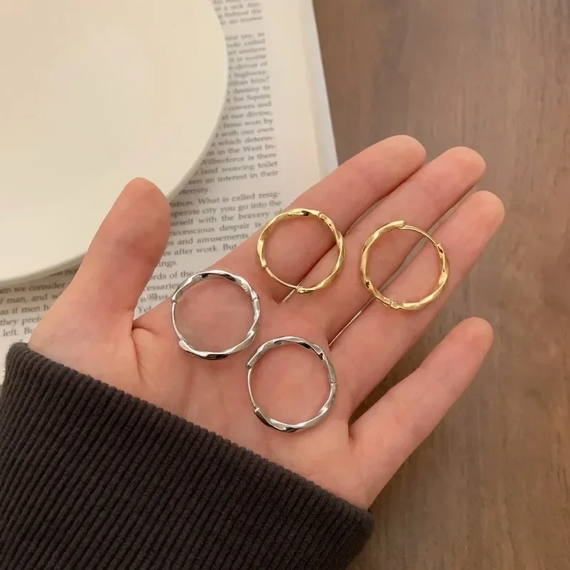 2023 New Trendy Hip-hop Girl Minimalism Gold Color Ring Earrings for Women Y2k Geometric Circle Hoop Earrings Fashion Jewelry