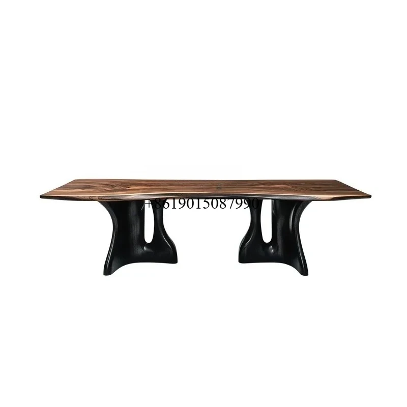 

Solid wood long dining table light luxury designer creative home large size walnut dining table53