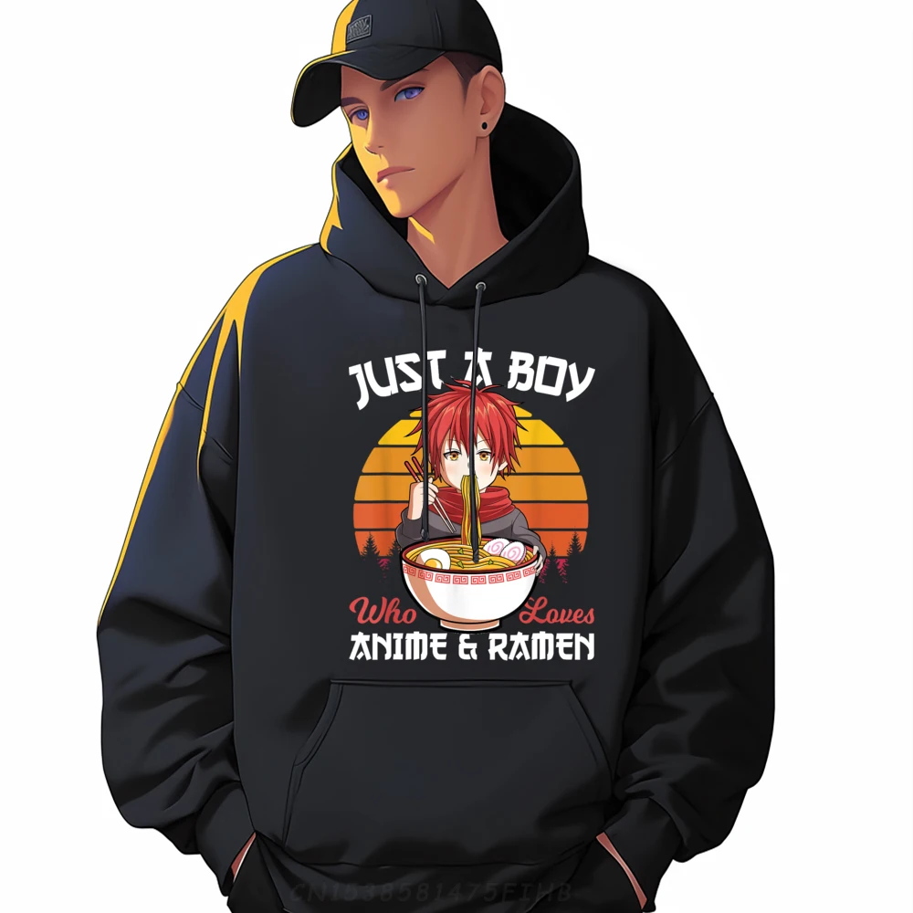 

Just A Boy Who Loves And Ramen Japanese Otaku Graphic Sweatshirts Polyester Fiber Mens Summer Men's Clothing Loose