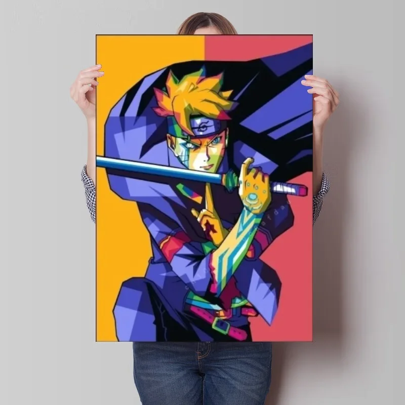 Toile de peinture périphérique d'anime colorée Naruto, image de figurine suspendue, affiche esthétique, mur d'art, décoration de chambre d'enfants de maison
