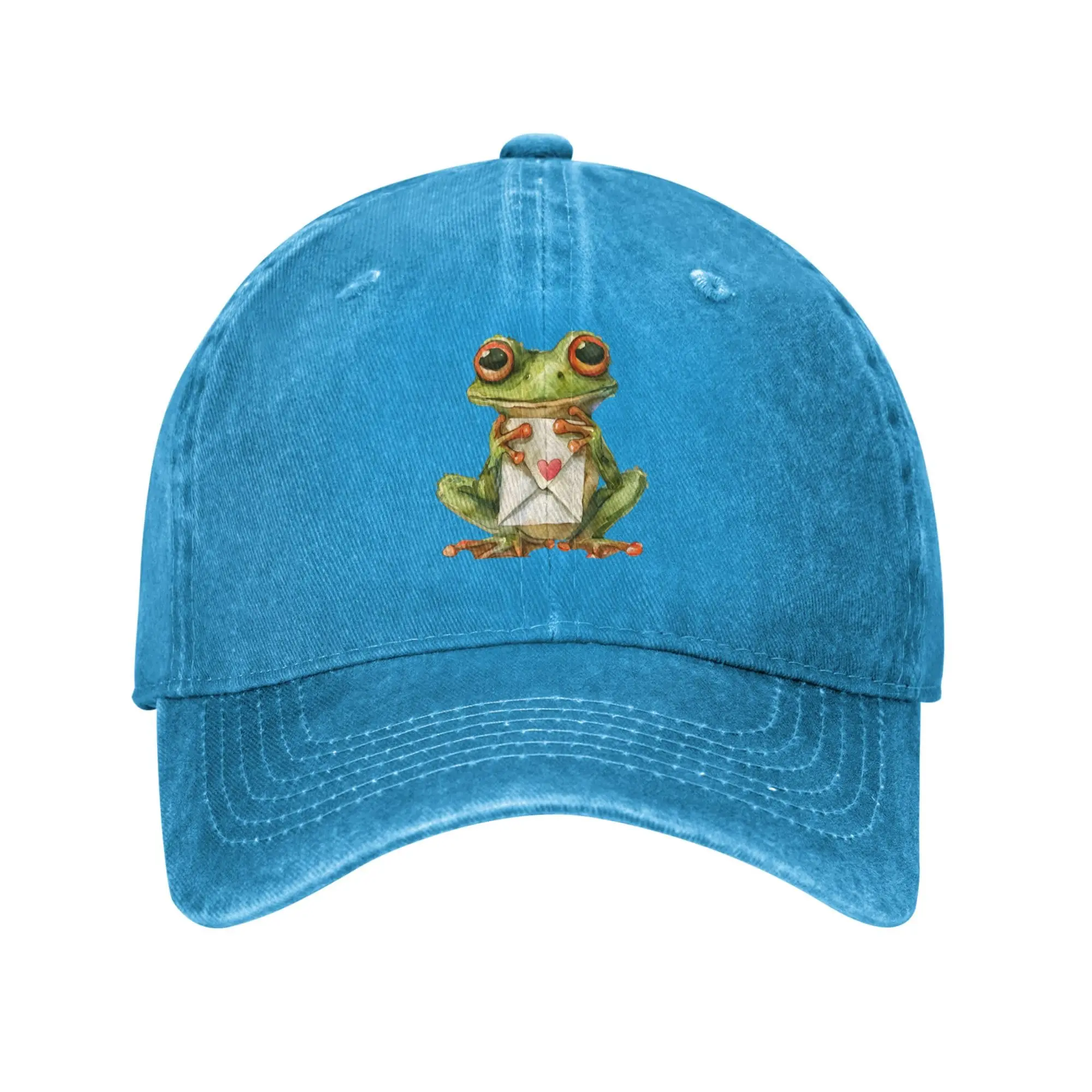 

Frog Holding Envelope Full of Love Baseball Cap Vintage Trucker Cotton Adjustable Washed Dad Hat for Man Women