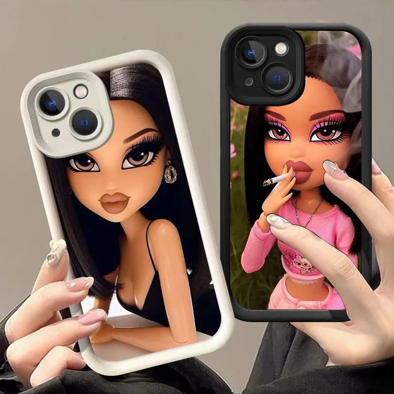 Cartoon Bratz Doll Soft Silicone Phone Case For Apple iPhone 12 13 Mini 11 14 15 16 Pro Max 7 8 Plus