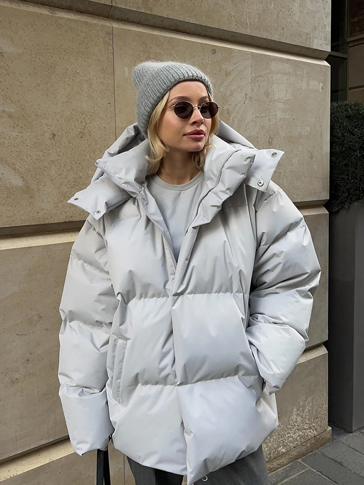 Cotton Padded Jacket 2024 Autumn Winter New Hooded Puffer Parka Outerwear Harajuku Streetwear Loose Coat For Women