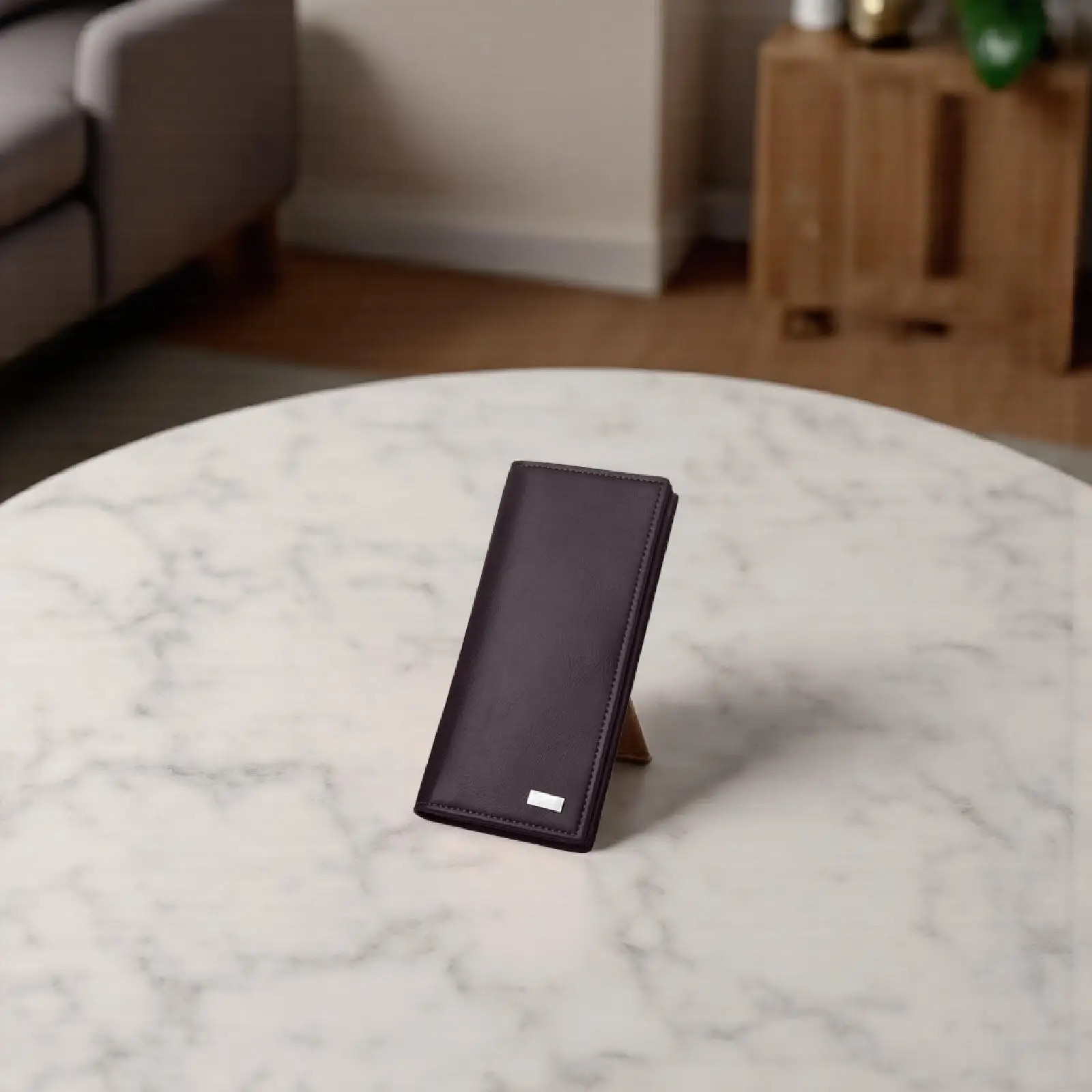 

Men's Coffee Color Large Capacity PU Long Wallet Credit Card Slots Check Cash Organizer for Men