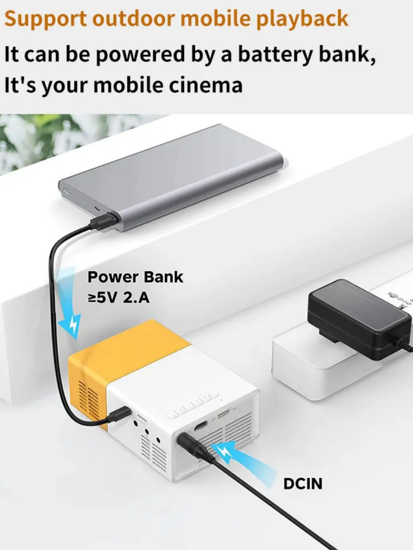 1 قطعة 2025 جهاز عرض ذكي صغير عالي الدقة مع جهاز تحكم عن بعد، مشاركة شاشة الهاتف، USB، للمكتب/السفر"