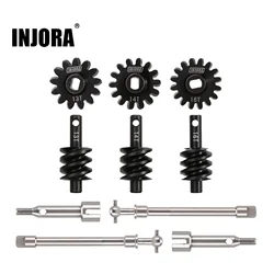 INJORA Steel 4mm Extended Dogbone Axle Shaft Worm Differential Gears 13T 14T 16T for INJORA SCX24 Aluminum Axles Replacement