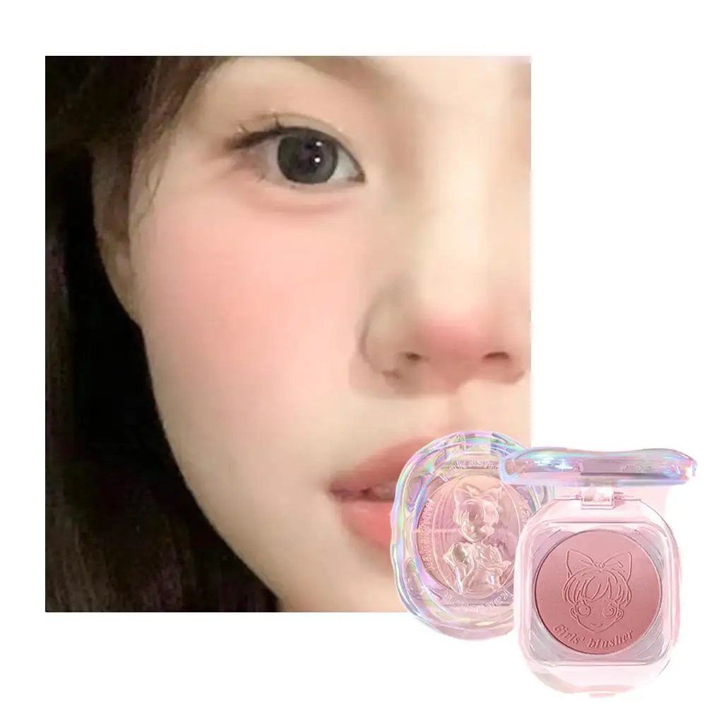 Paleta de colorete de polvo Gradual para niña, crema de maquillaje de concha de cristal, tinte de melocotón rosa, rubor, cosméticos, contorno de mejillas B Q4G3