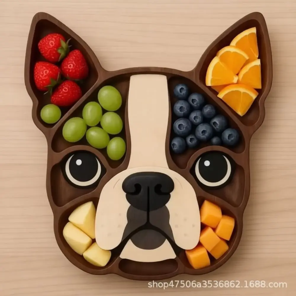 Dog Shaped Food Serving Platter Wooden Charcuterie Board Snack Tray Decorative Kitchenware For Party Table Display