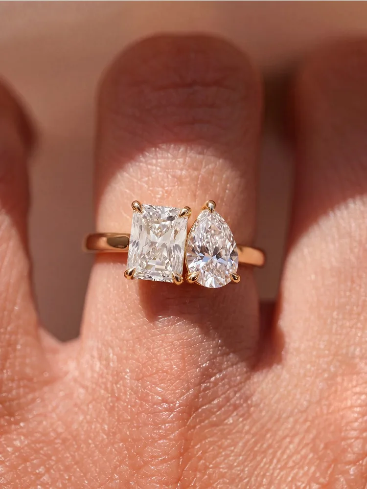 Women's 925 Sterling Silver Water-Drop Square Zircon Ring