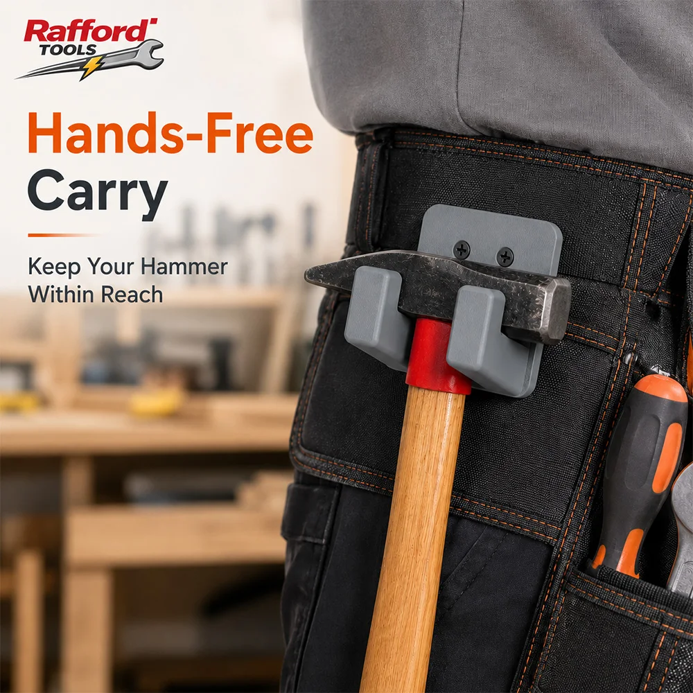 Rafford 1/2 Stück Wandmontierter Hammerhalter, Robuster Werkzeugaufbewahrungshaken, Sicherer Griff-Hammerhalter für Garage und Werkstatt – Detail 5