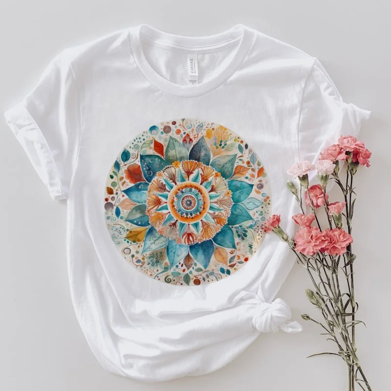 

Printed Clothing T-Shirt 90s Casual Style Trendy Street Pattern Cartoon Flower Basic Summer Short Sleeved Top O-Neck T-Shirt