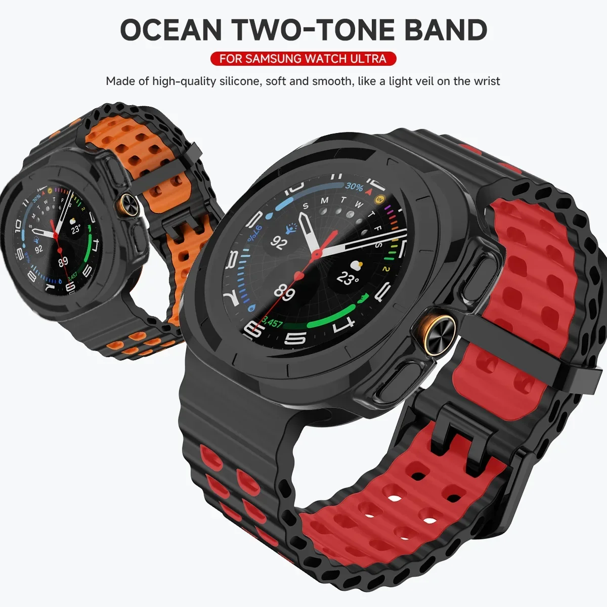 Tempered Glass Case+Sport silicone Band For Samsung Galaxy Watch 7 ultra 47mm Two color Bracelet Galaxy Watch Ultra7 Cover Shell