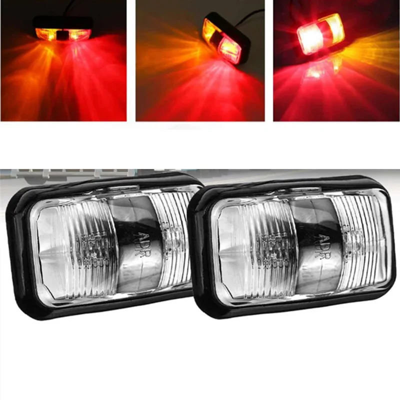 

Two Color Rear Tail Side Lamp External Light Amber & Red LED 12V/24V 2LED Car Truck Lorry side clearance marker Trailer Light