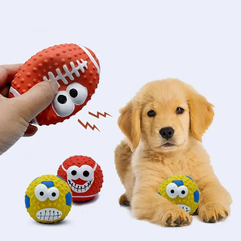 Squeaky Dog Ball Latex Bouncy Fetch Ball For Puppies Interactive Play Teething Chew Toy Fetch Play Ball Toy For Puppy Small Pets