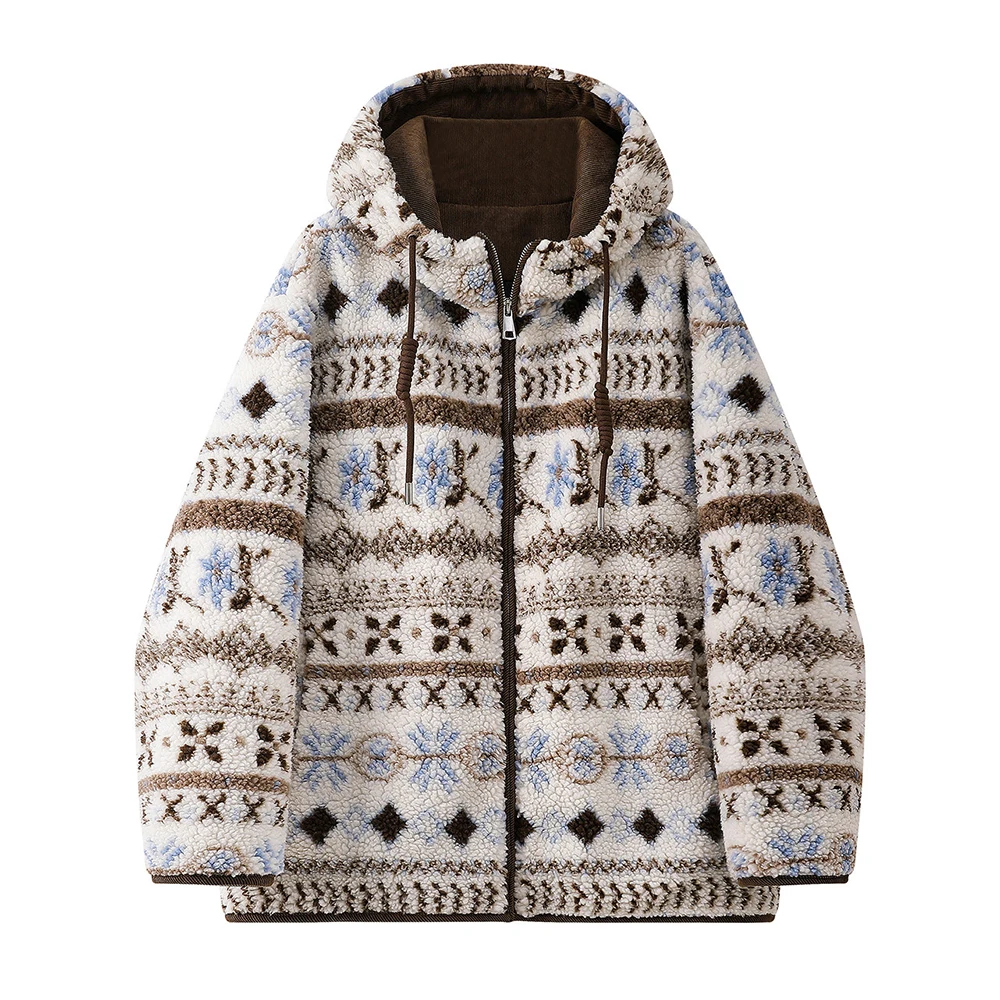 Women Sherpa Fleece Hooded Jacket Thick Warm Padded Coat Loose Fit Zip Up Winter Casual Outerwear