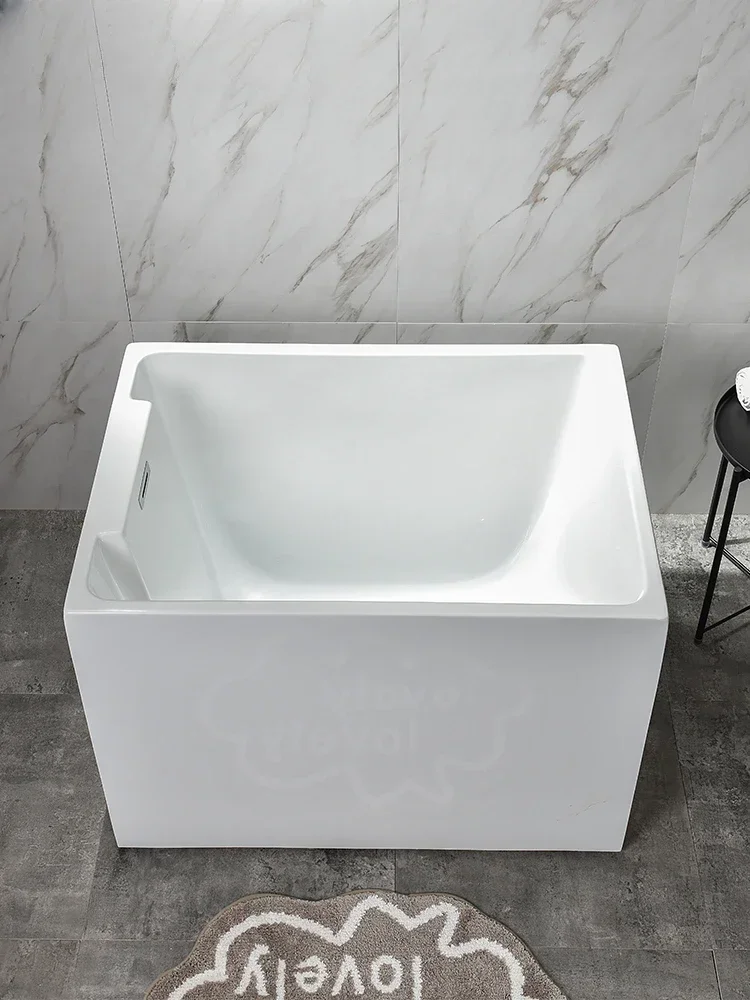 Customized Freestanding Acrylic Deep Soaking Small Household Bathtub Simple Deep Soaking Small Bath Tub Adult Home Japanese Styl