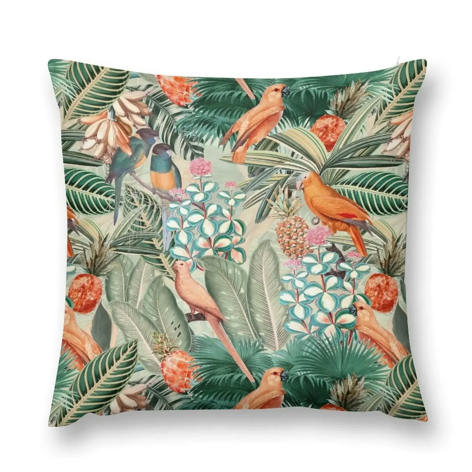 

Vintage Orange Tropical Bird Jungle Botanical Garden Throw Pillow Sofa Cushions Pillowcases Cushion Covers Sofa pillow