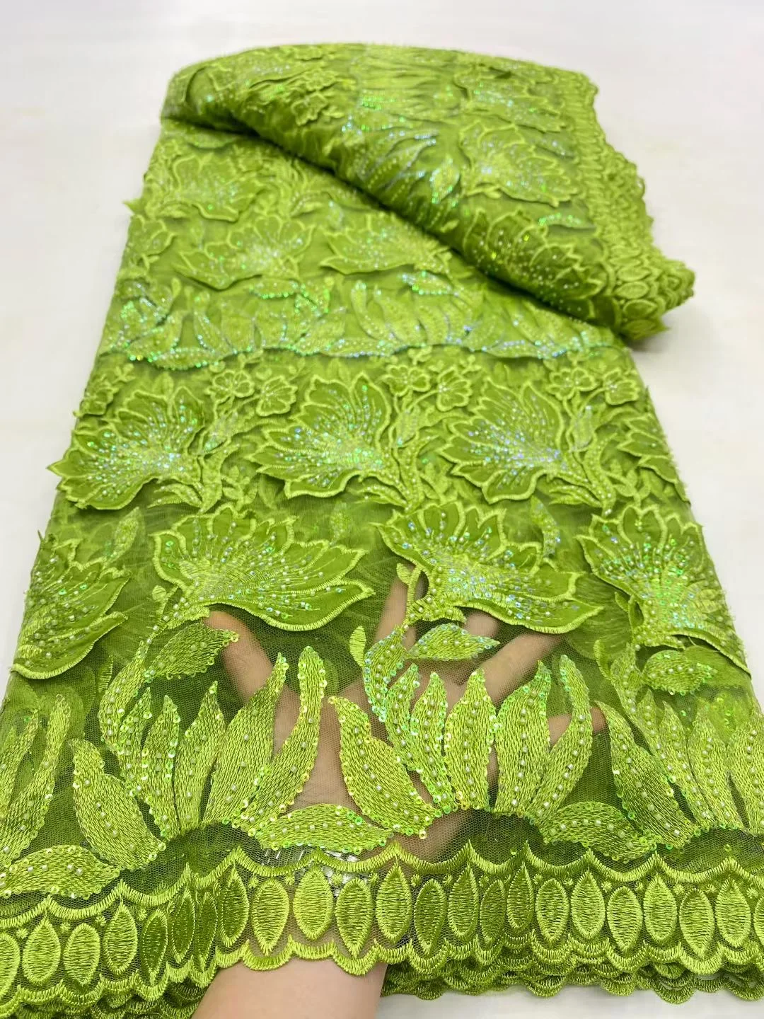 

2025 нигерийская высококачественная тюлевая кружевная ткань для шитья свадебного платья, шифоновый гипюровый хлопок с вышивкой, 5 ярдов DP0455