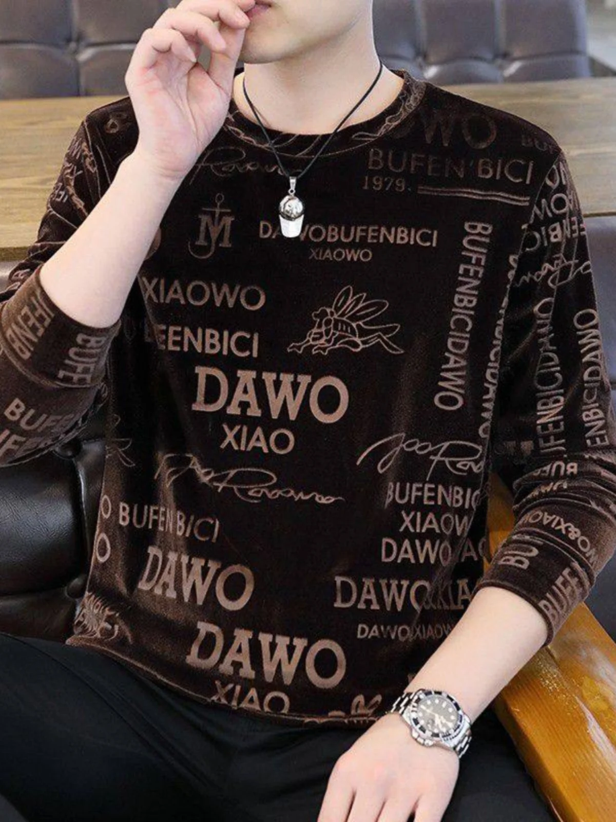 

Мужской вельветовый свитшот с круглым вырезом, повседневный базовый топ, модный, больших размеров, осенне-зимняя новинка, европейская версия